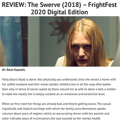 REVIEW: The Swerve (2018) – FrightFest 2020 Digital Edition